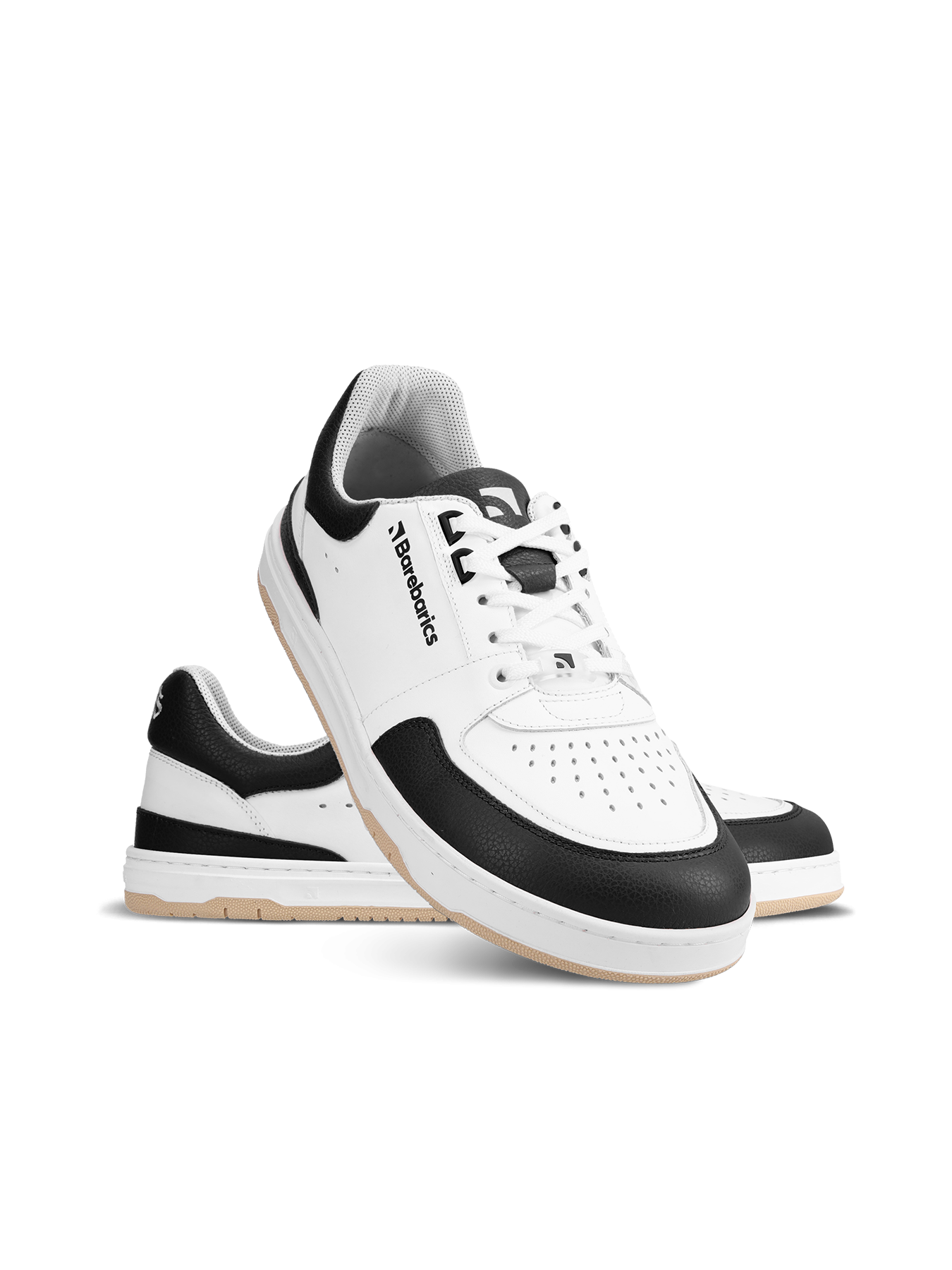 Barefoot boty Barebarics Wave - White & Black černo-bílé s béžovou podrážkou z boku