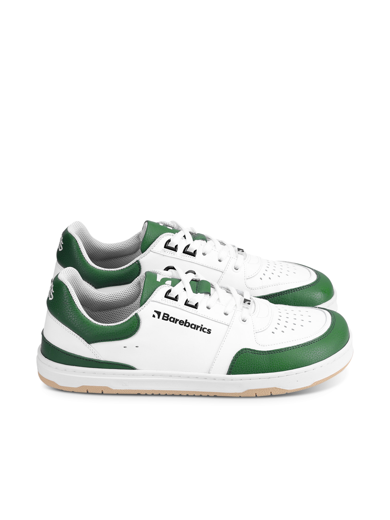 Barefoot boty Barebarics Wave - White & Dark Green bílo-zelené s béžovou podrážkou zprava