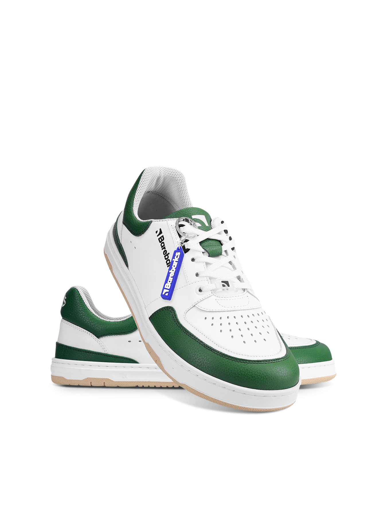 Barefoot boty Barebarics Wave - White & Dark Green bílo-zelené s béžovou podrážkou zpředu