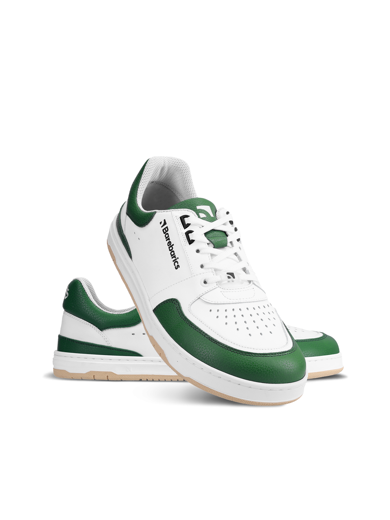 Barefoot boty Barebarics Wave - White & Dark Green bílo-zelené s béžovou podrážkou zepředu