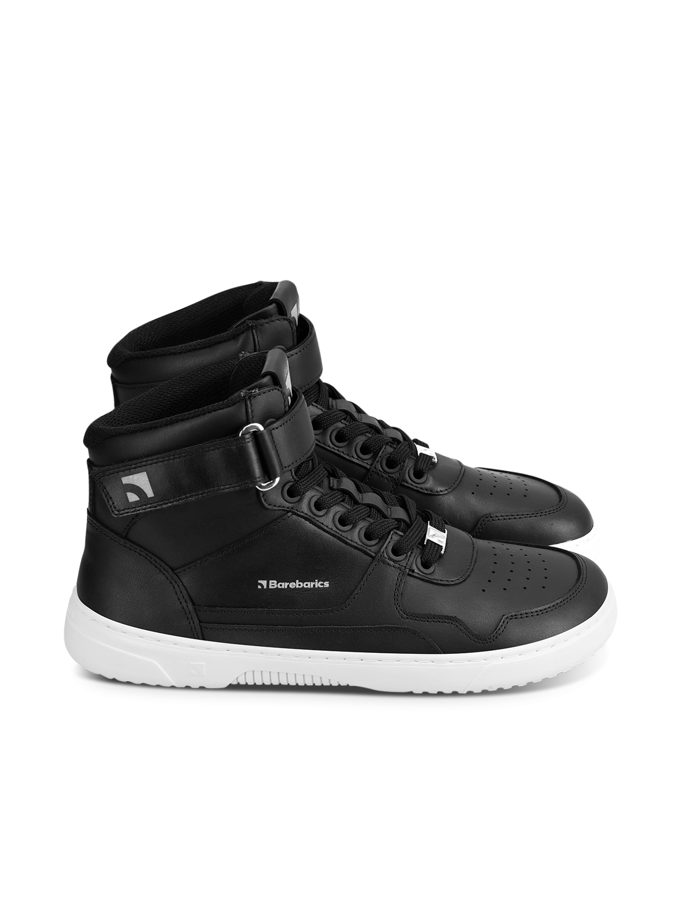 Barefoot kotníkové boty Barebarics Zing - High Top - Black & White černé s bílou podrážkou z-boku