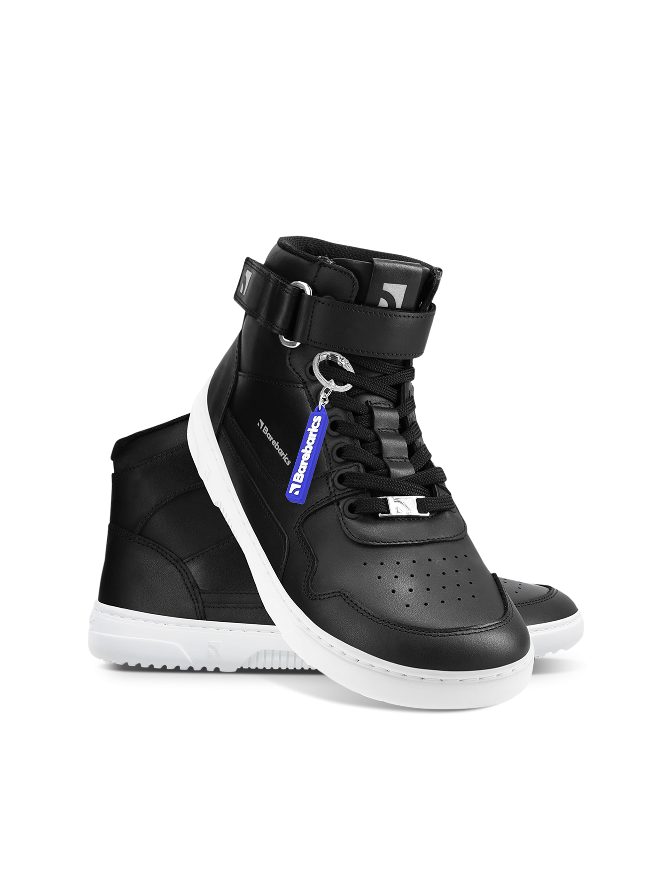 Barefoot kotníkové boty Barebarics Zing - High Top - Black & White černé s bílou podrážkou zepředu