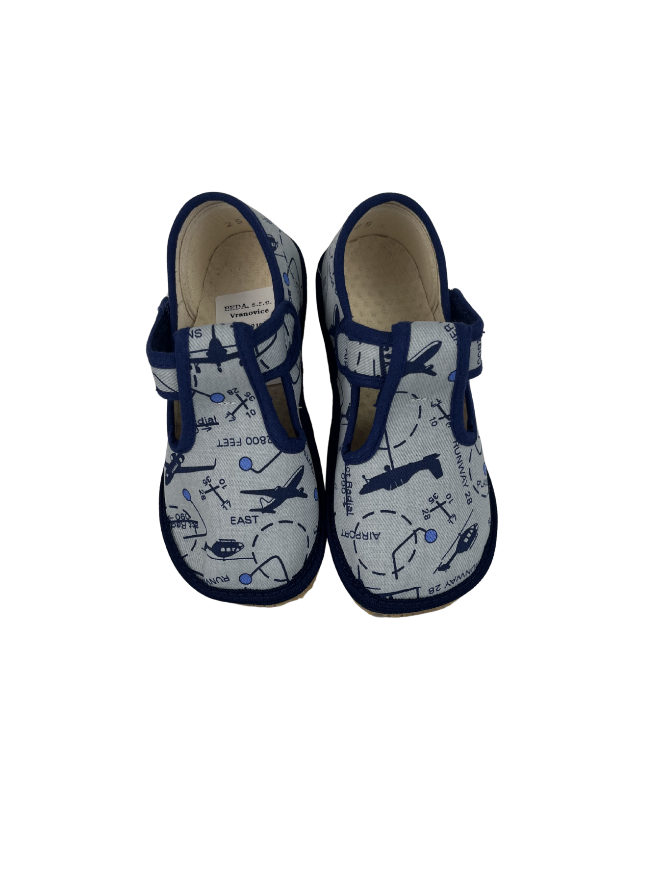 Dětské barefoot bačkůrky Beda BF 060010/W - Grey Aeroplanes