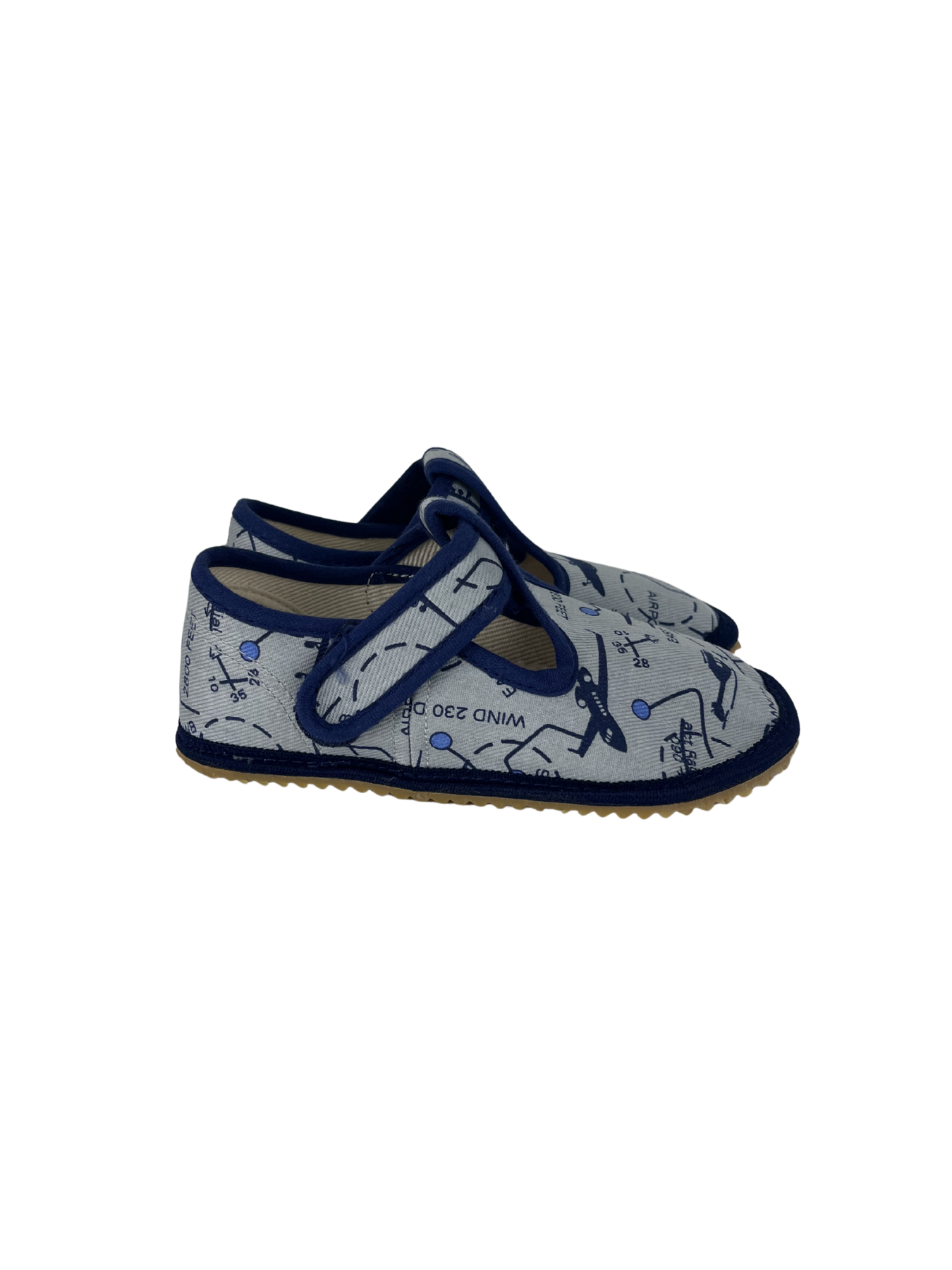 Dětské barefoot bačkůrky Beda BF 060010/W - Grey Aeroplanes