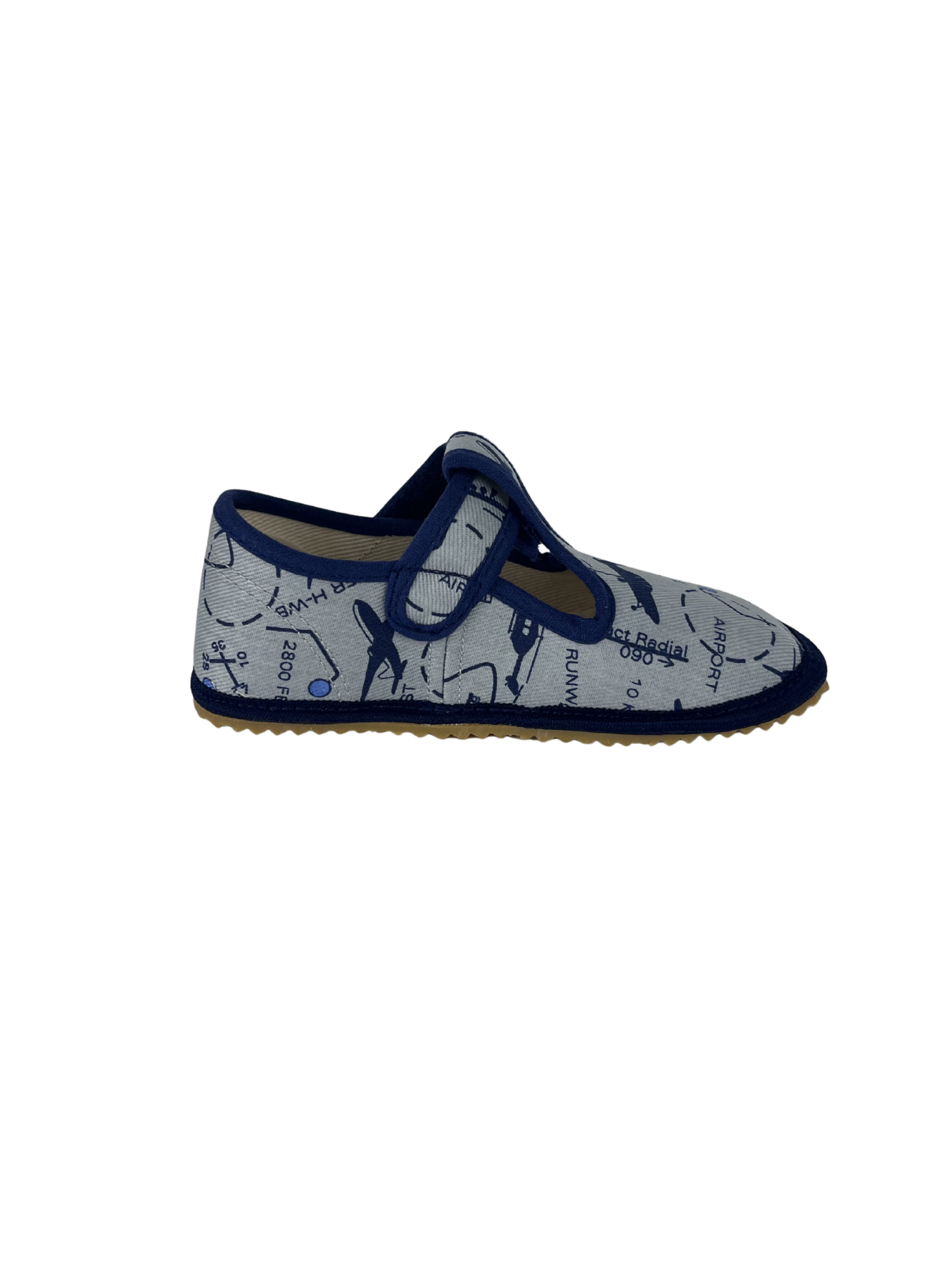 Dětské barefoot bačkůrky Beda BF 060010/W - Grey Aeroplanes