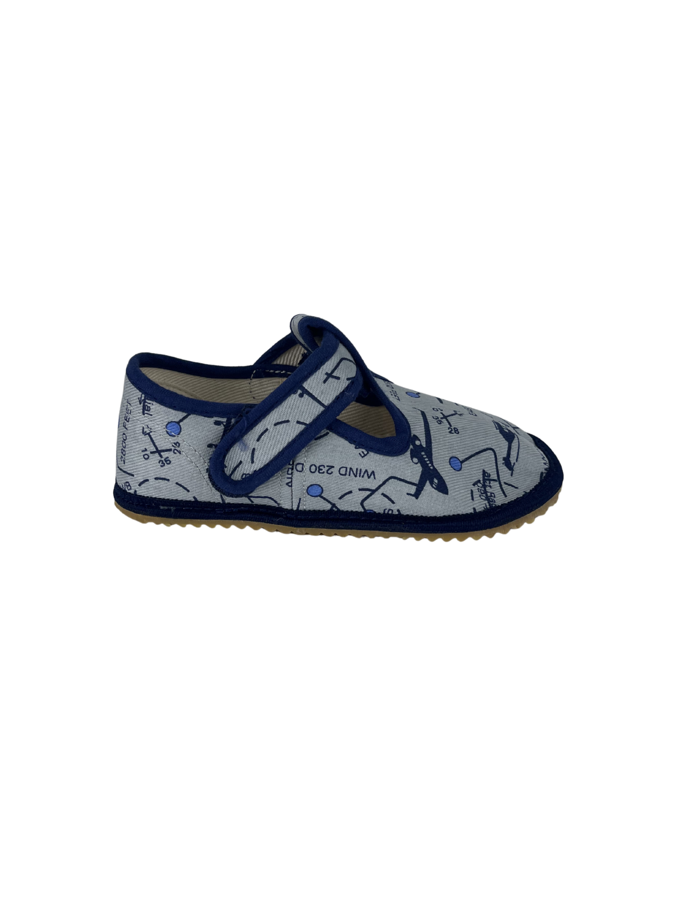 Dětské barefoot bačkůrky Beda BF 060010/W - Grey Aeroplanes