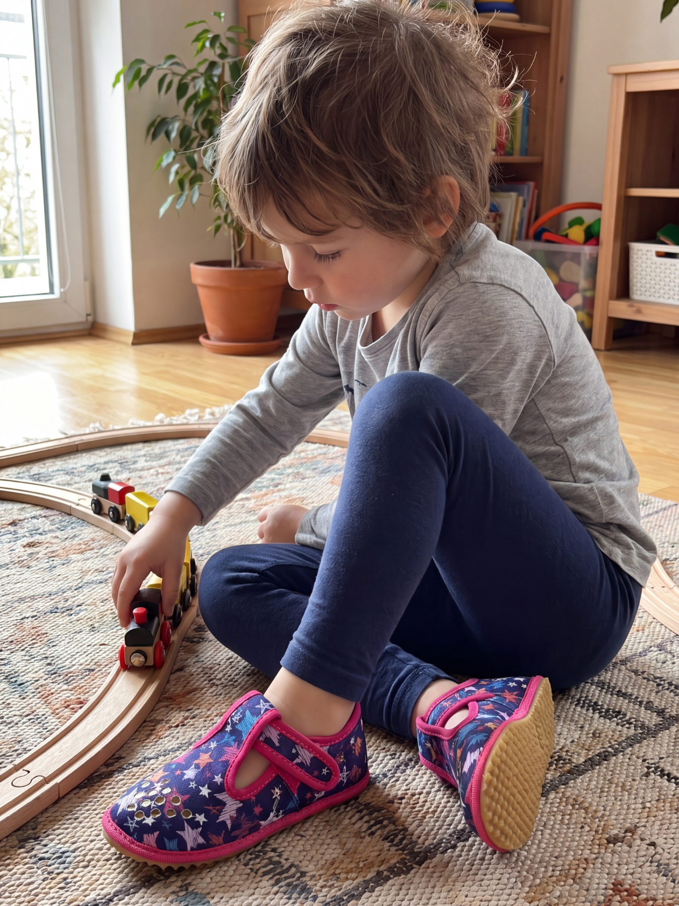 Pantuflas barefoot infantiles Beda BF 060010/W/PF - Stars