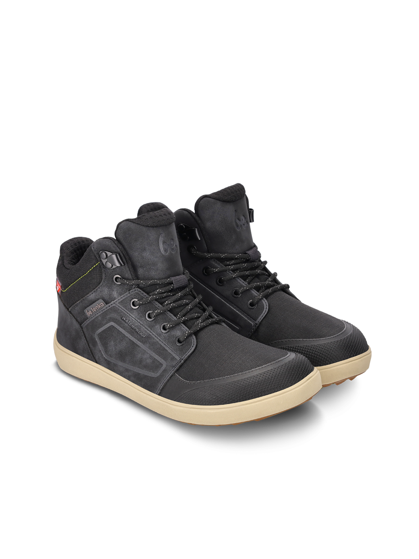 Voděodolné barefoot boty s termoizolací Be Lenka ArcticEdge - Charcoal Black černé s béžovou podrážkou ze strany