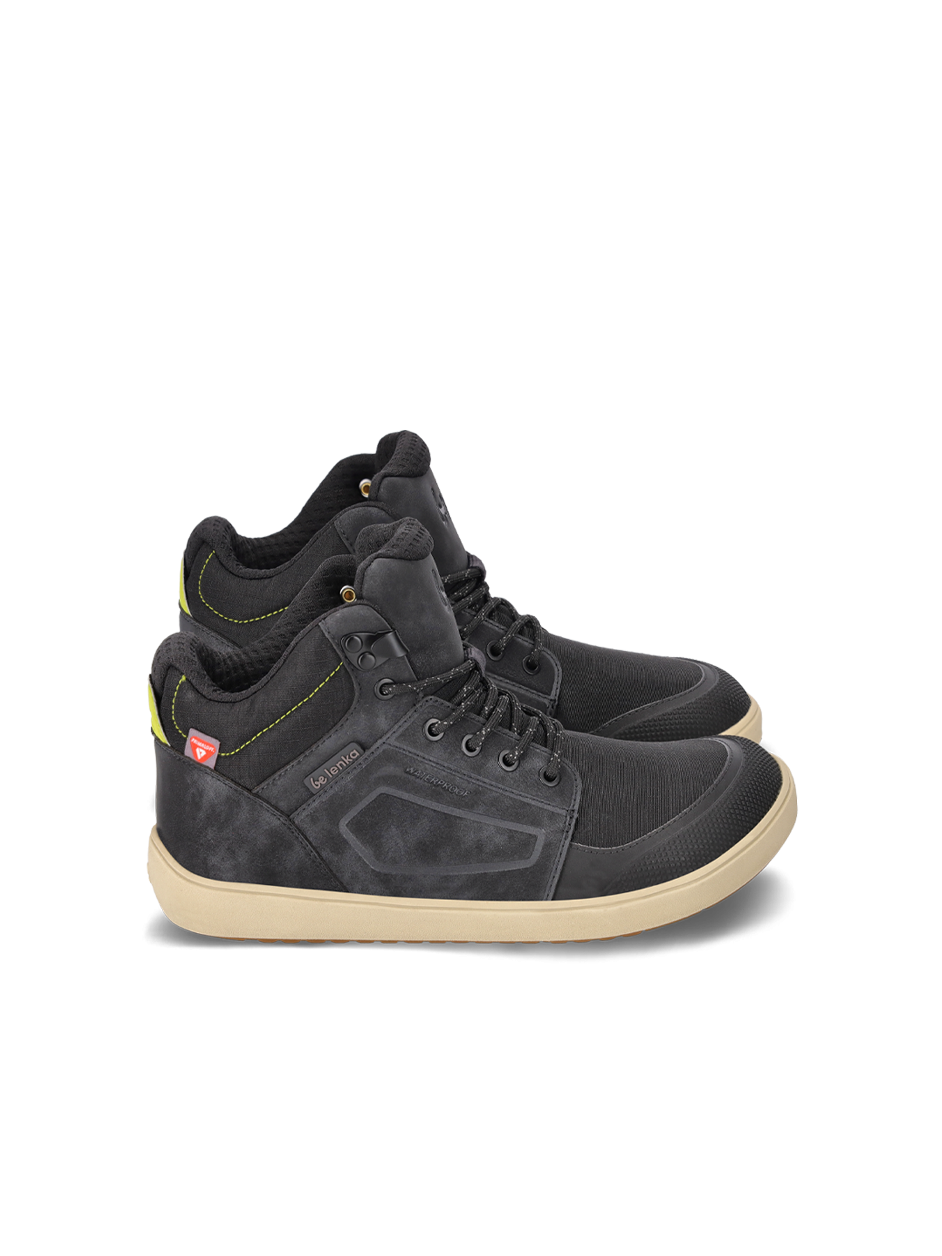 Voděodolné barefoot boty s termoizolací Be Lenka ArcticEdge - Charcoal Black černé s béžovou podrážkou ze strany