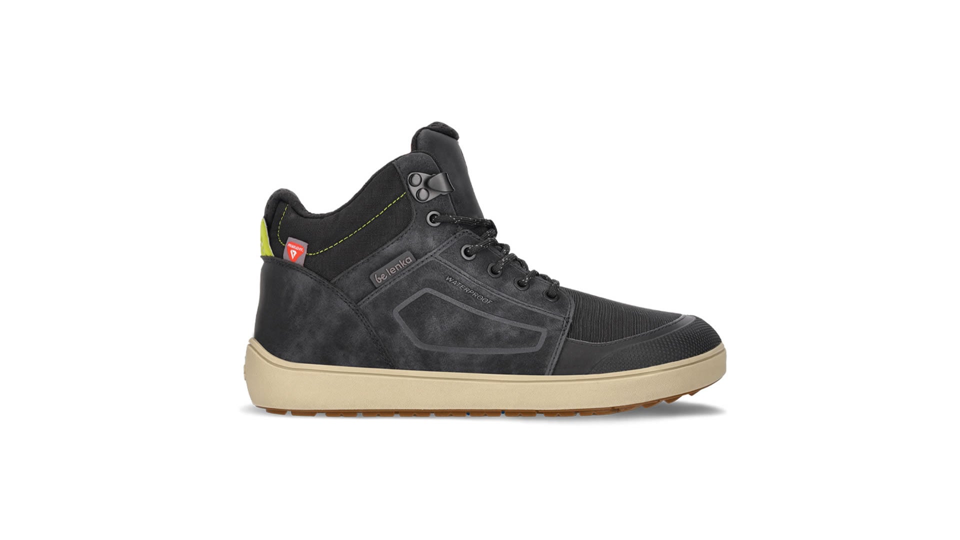 Voděodolné barefoot boty s termoizolací Be Lenka ArcticEdge - Charcoal Black černé s béžovou podrážkou zprava