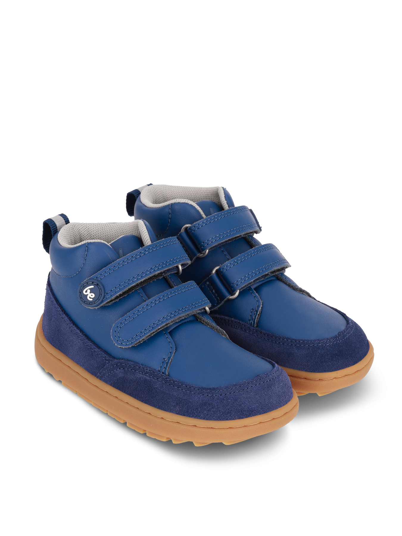 Be Lenka Elio Dark Blue kotníkové kožené dětské boty na suchý zip v modré barvě pohled zpředu