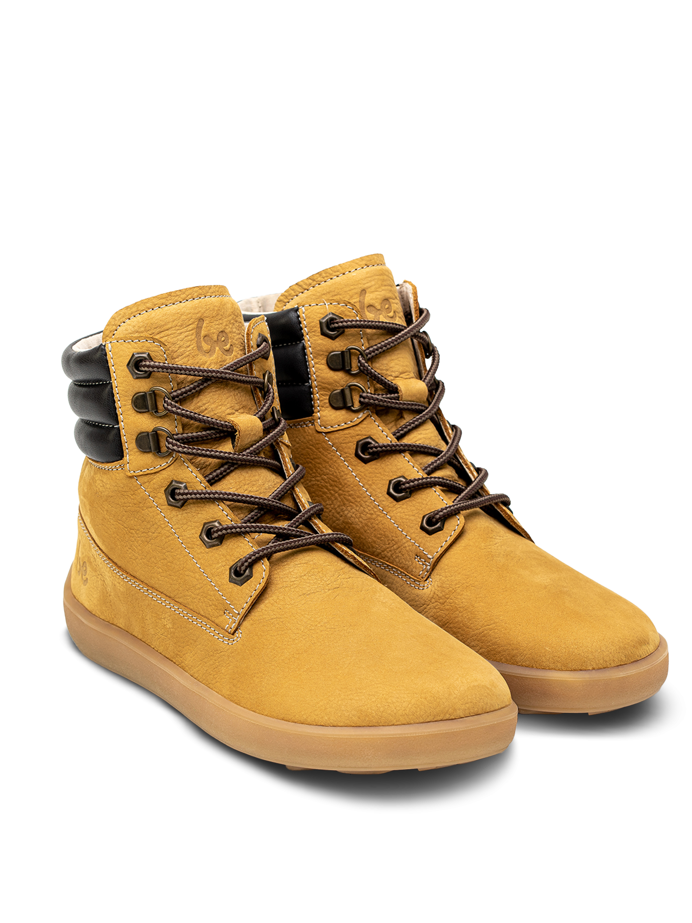 Kožené podzimní kotníkové barefoot boty Be Lenka Nevada Neo - Mustard béžové zpředu zprava