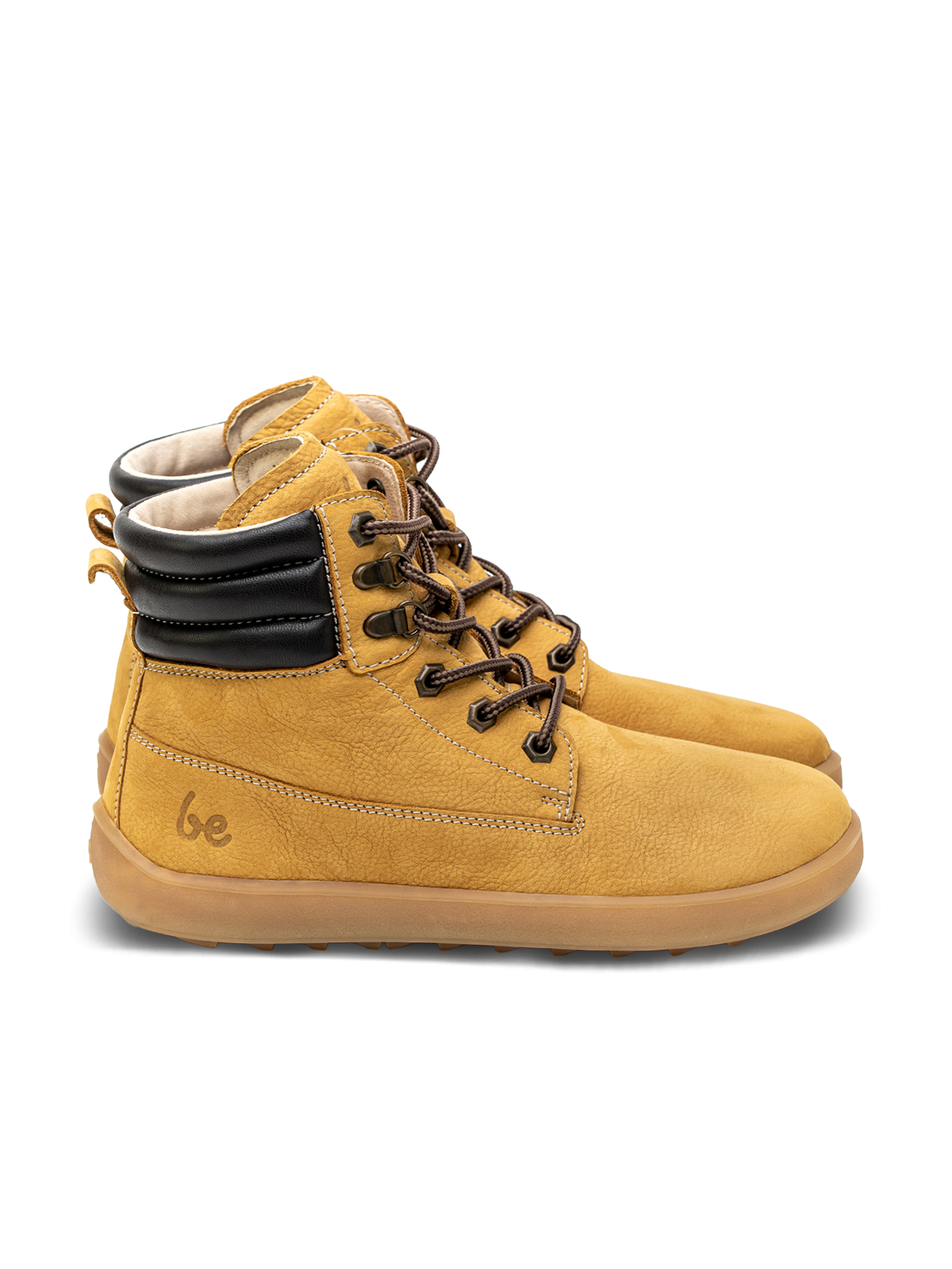 Kožené podzimní kotníkové barefoot boty Be Lenka Nevada Neo - Mustard béžové ze strany