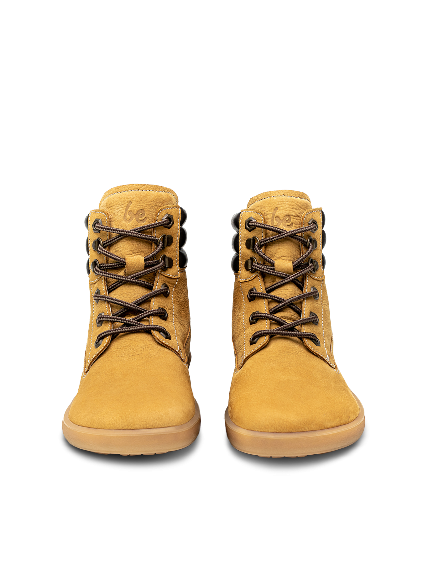 Kožené podzimní kotníkové barefoot boty Be Lenka Nevada Neo - Mustard béžové zpředu