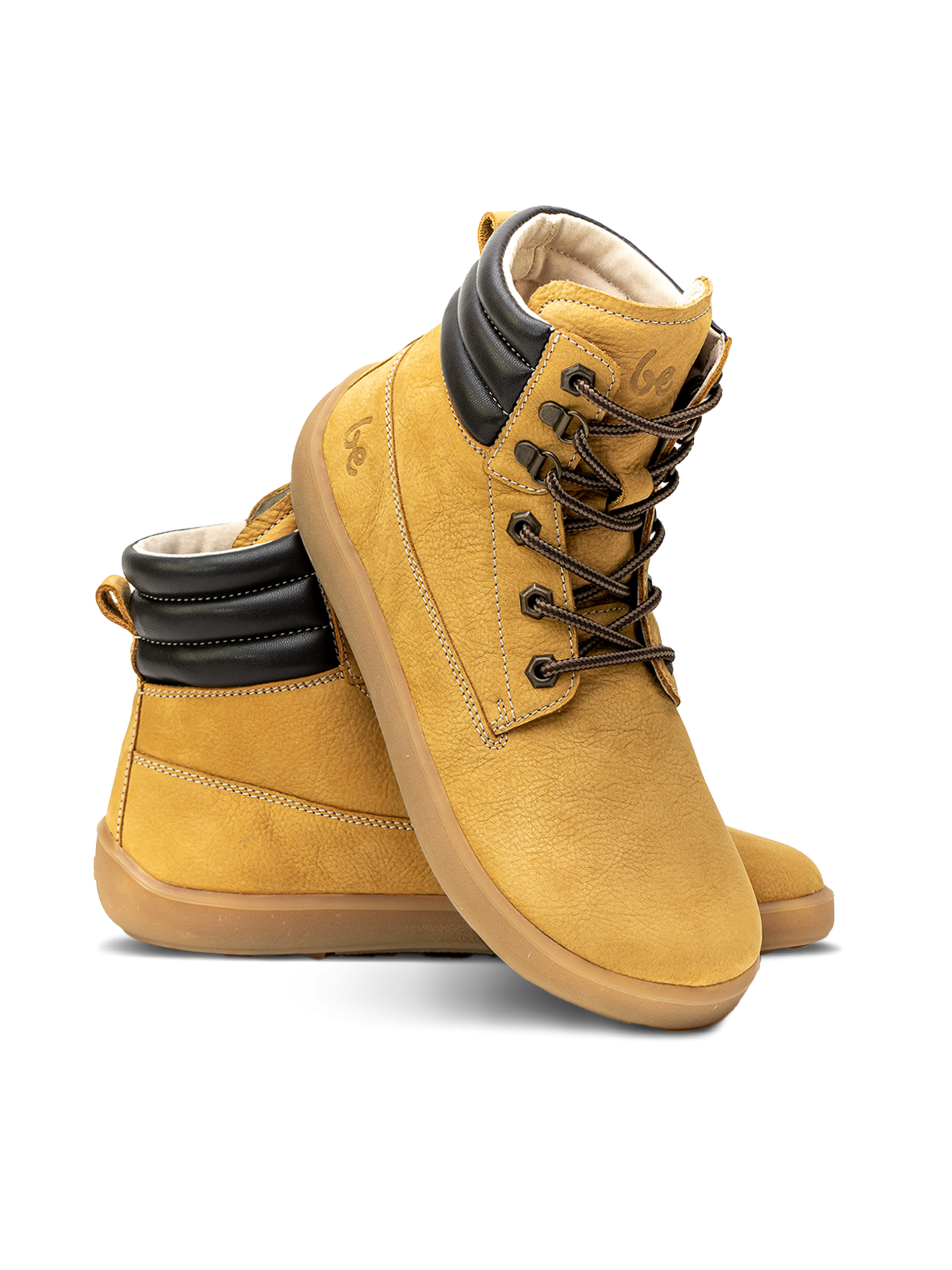 Kožené podzimní kotníkové barefoot boty Be Lenka Nevada Neo - Mustard béžové ze strany