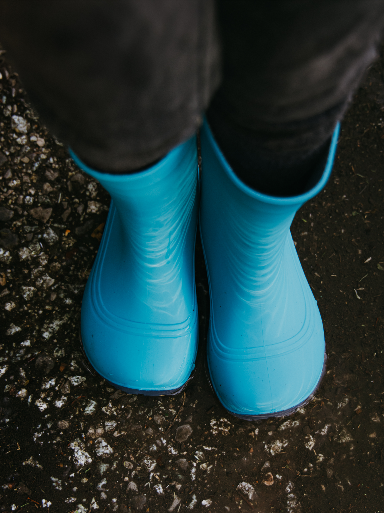 Dětské barefoot holínky Be Lenka Pudds - Aqua Blue modré pohled na obuté boty shora