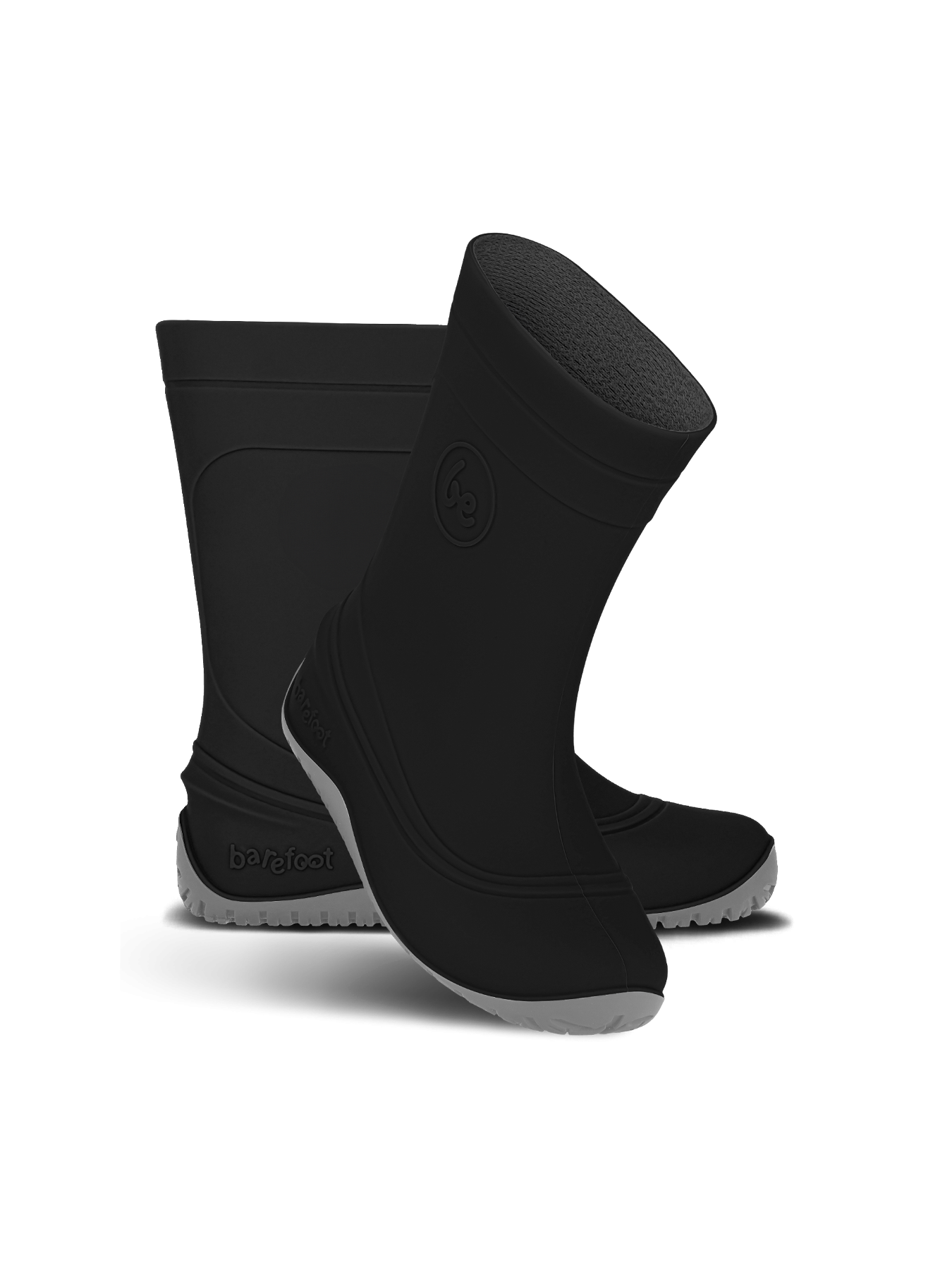 Dětské barefoot holínky Be Lenka Pudds - Black černé s šedou podrážkou  z boku
