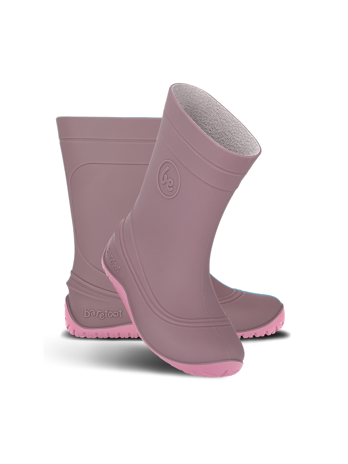 Dětské barefoot holínky Be Lenka Pudds - Misty Pink mlhavě růžové z boku