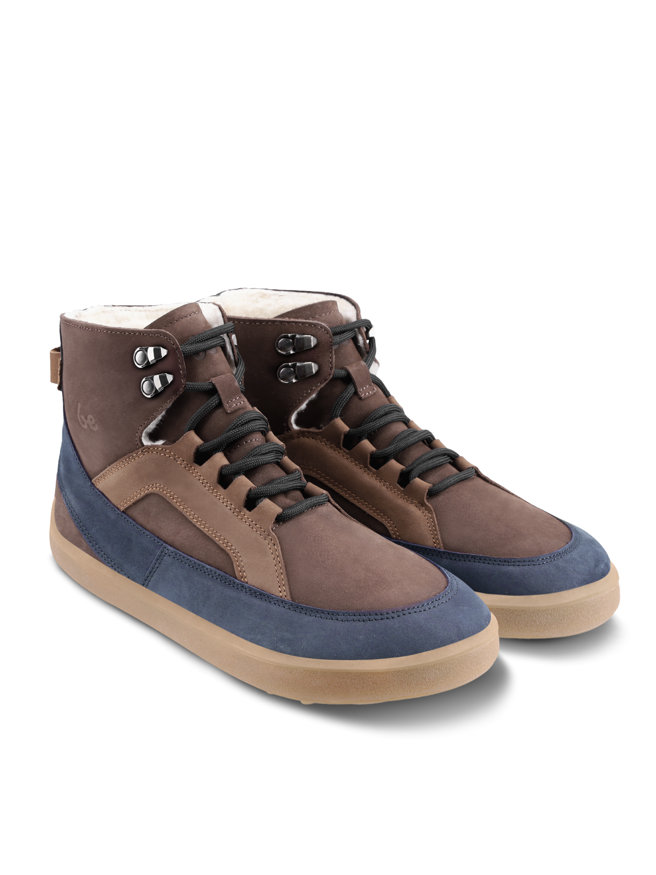 Zimní kotníkové barefoot boty Be Lenka York - Brown & Navy hnědo-modré ze strany