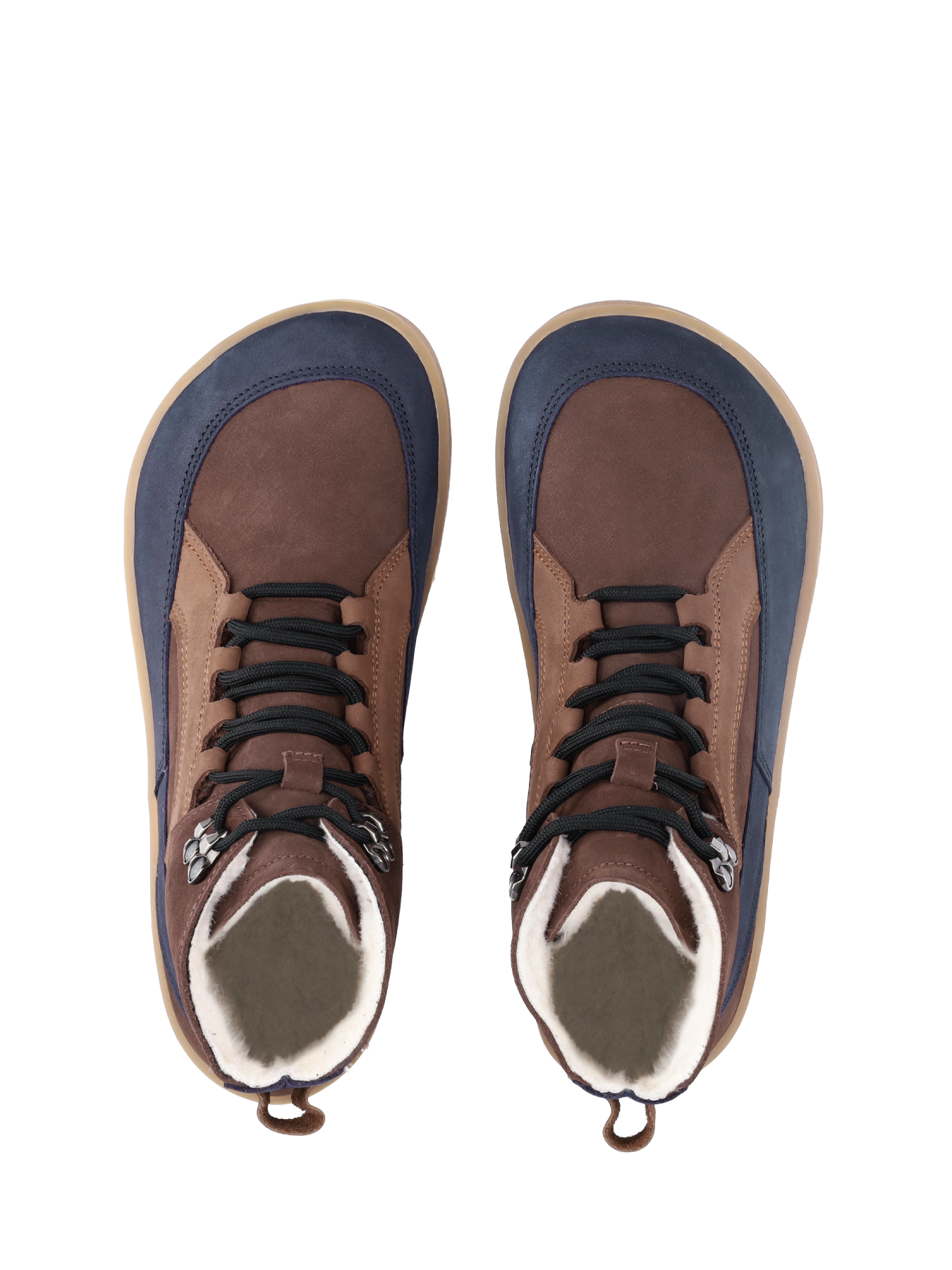 Zimní kotníkové barefoot boty Be Lenka York - Brown & Navy hnědo-modré shora