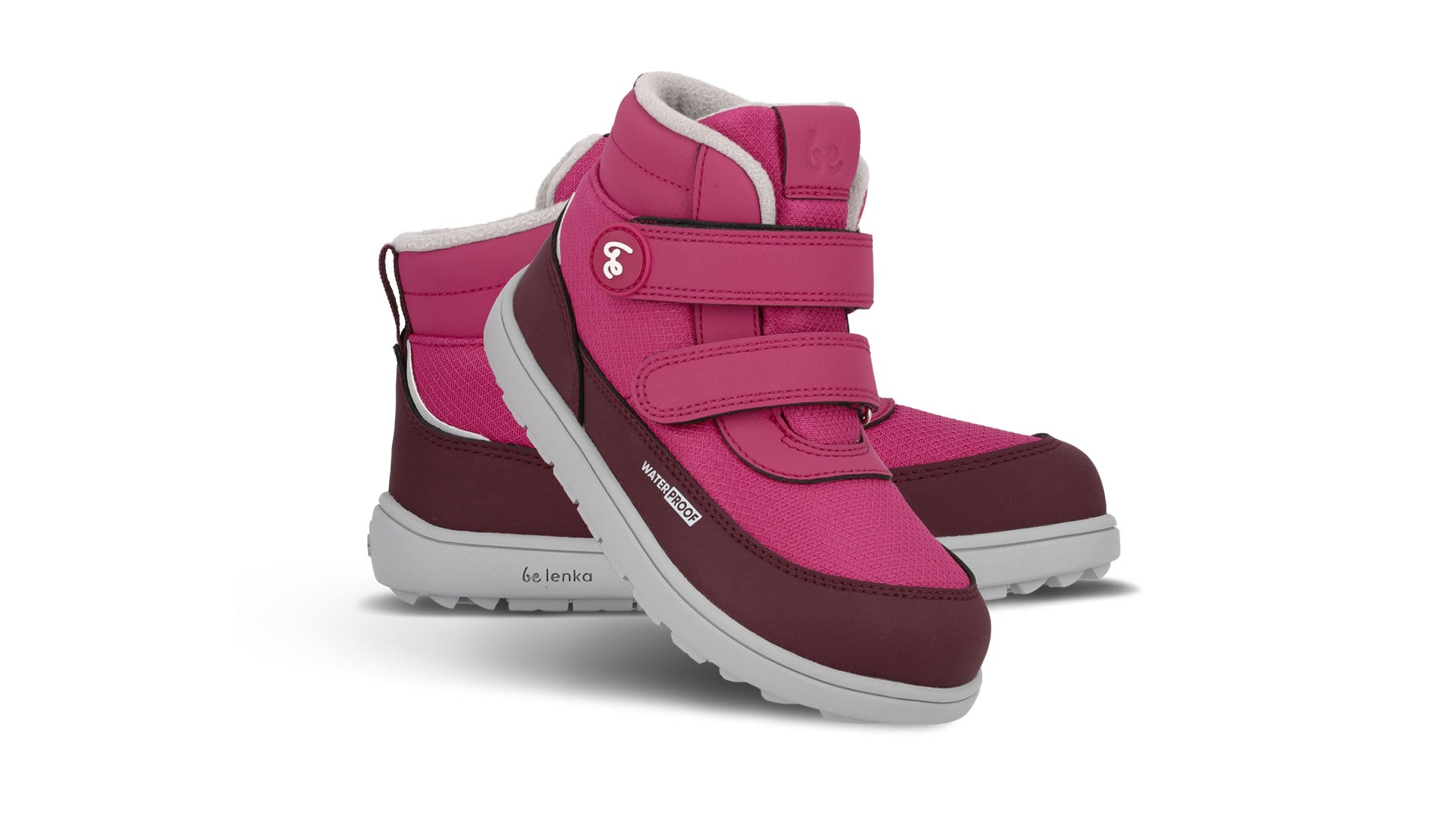 Dětské zimní barefoot boty Be Lenka Zippu - Berry & Grey