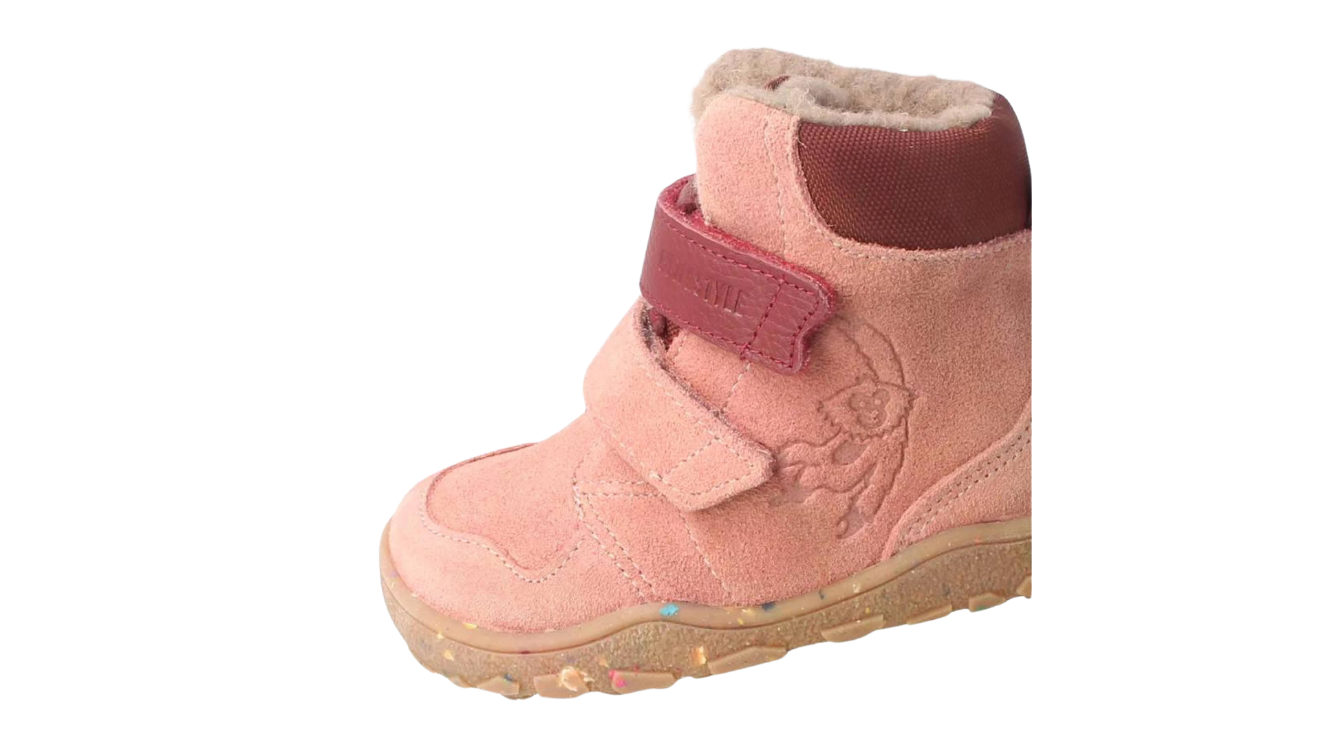 bLIFESTYLE gibbonSTYLE TEX - old rose. Kožené dětské zimní barefoot boty s membránou na suchý zip ve starorůžové barvě. 