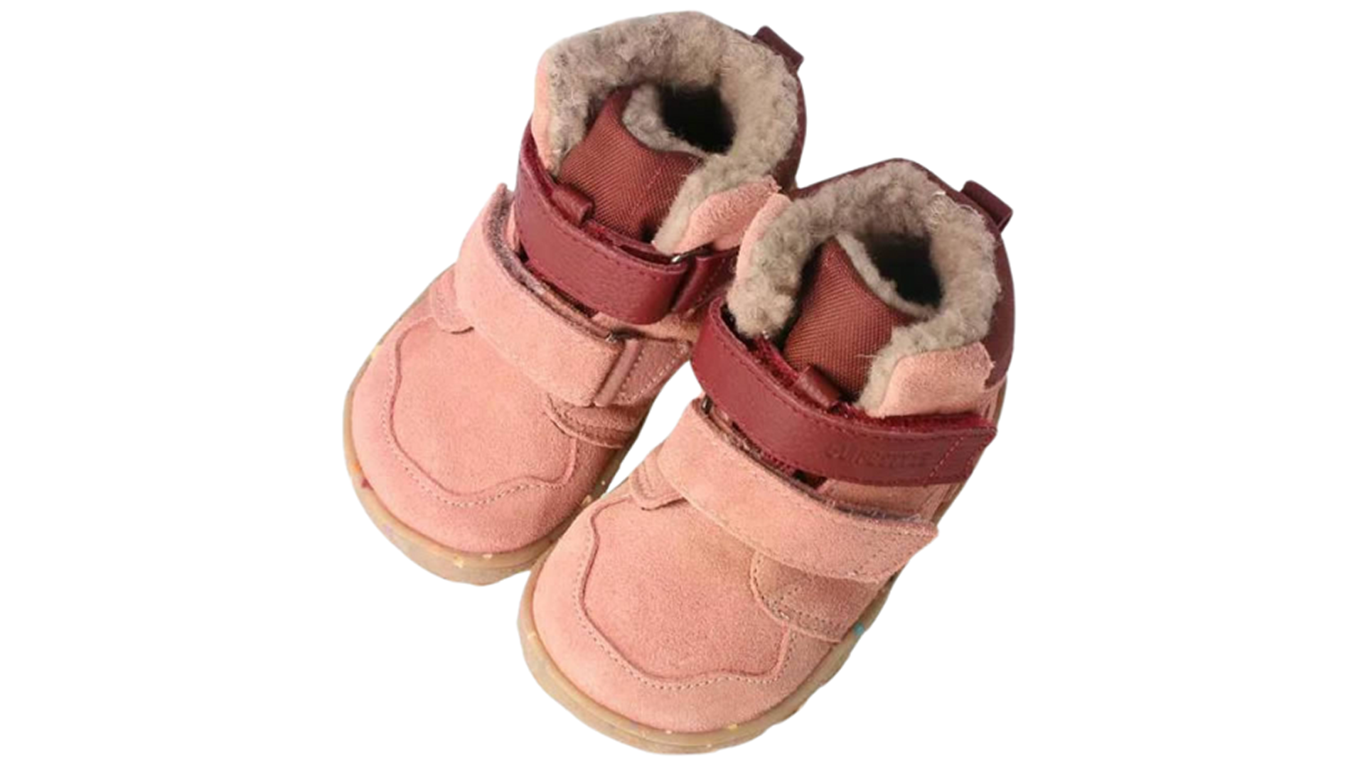 bLIFESTYLE gibbonSTYLE TEX - old rose. Kožené dětské zimní barefoot boty s membránou na suchý zip ve starorůžové barvě. Pohled shora.