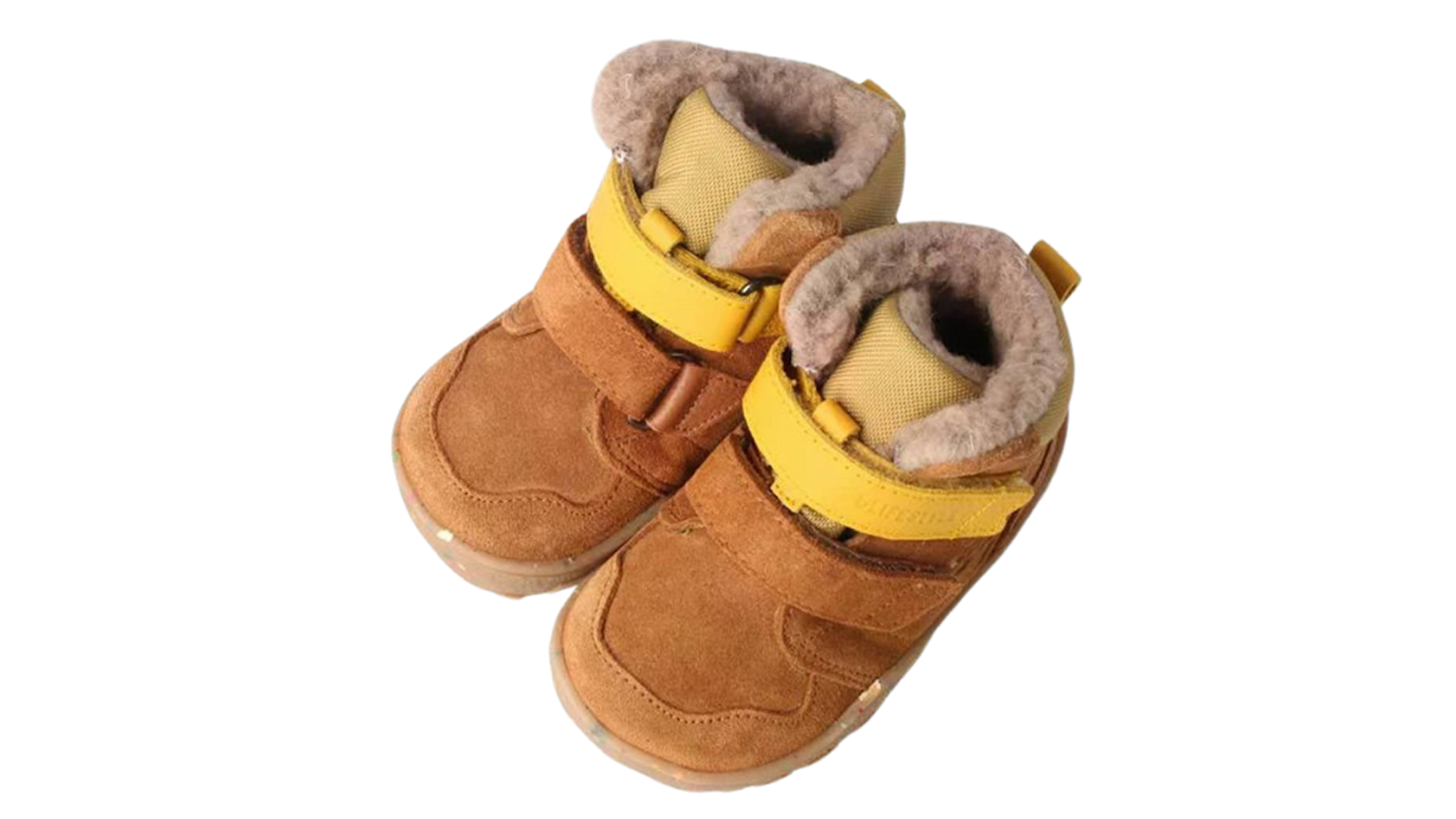 bLIFESTYLE gibbonSTYLE TEX -light brown. Kožené dětské zimní barefoot boty s membránou na suchý zip ve světle hnědé barvě. Pohled shora.