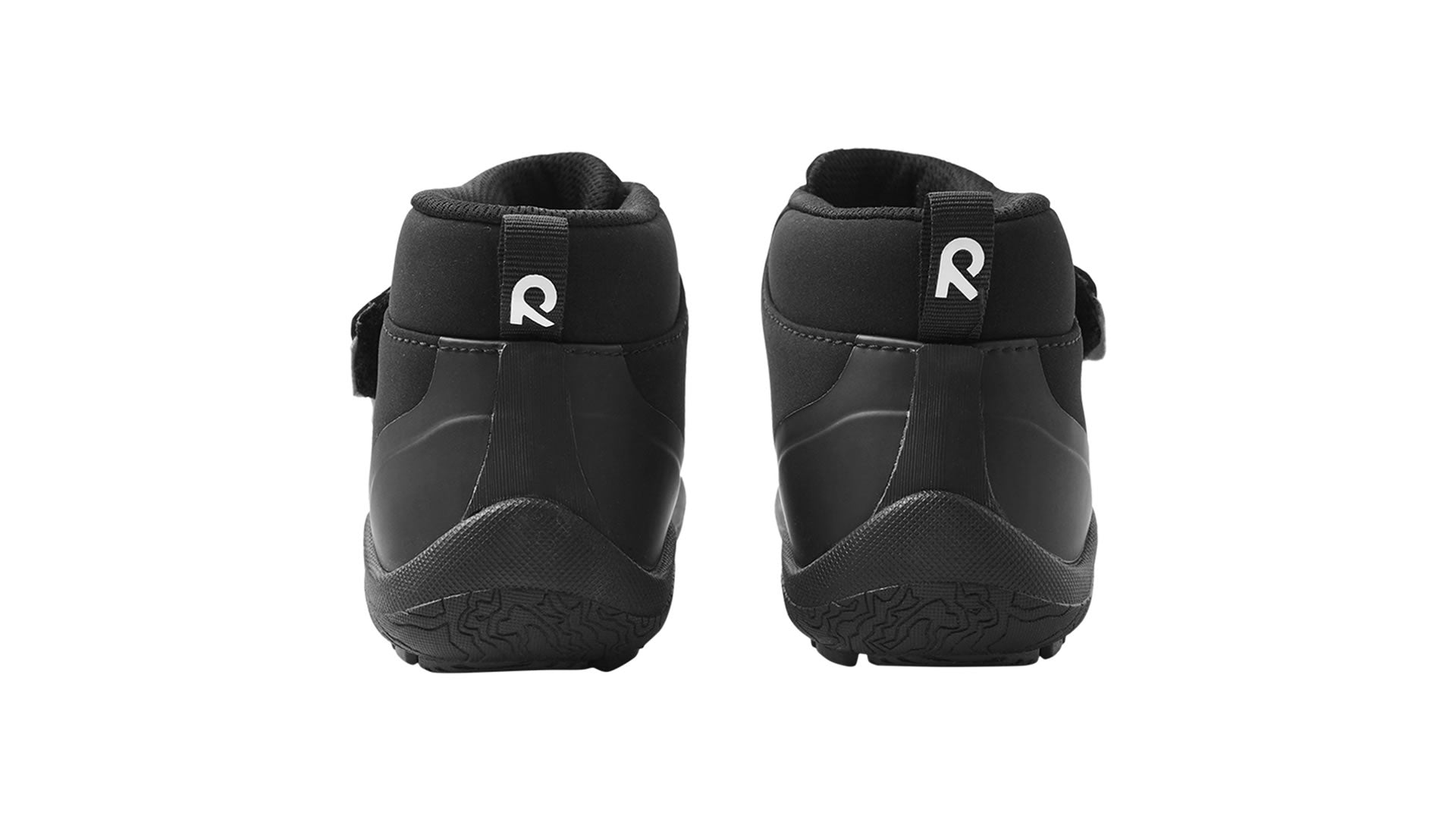 Reima Hyppii Black - dětské barefoot  boty s membránou na suchý zip v černé barvě - pohled na paty