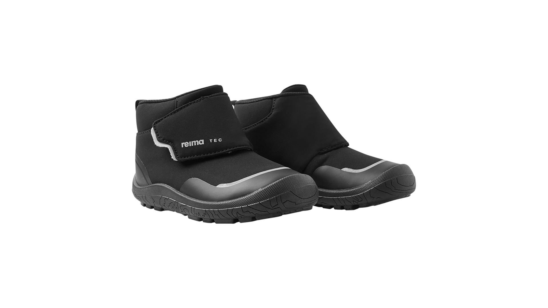 Reima Hyppii Black - dětské barefoot  boty s membránou na suchý zip v černé barvě - pohled zpředu
