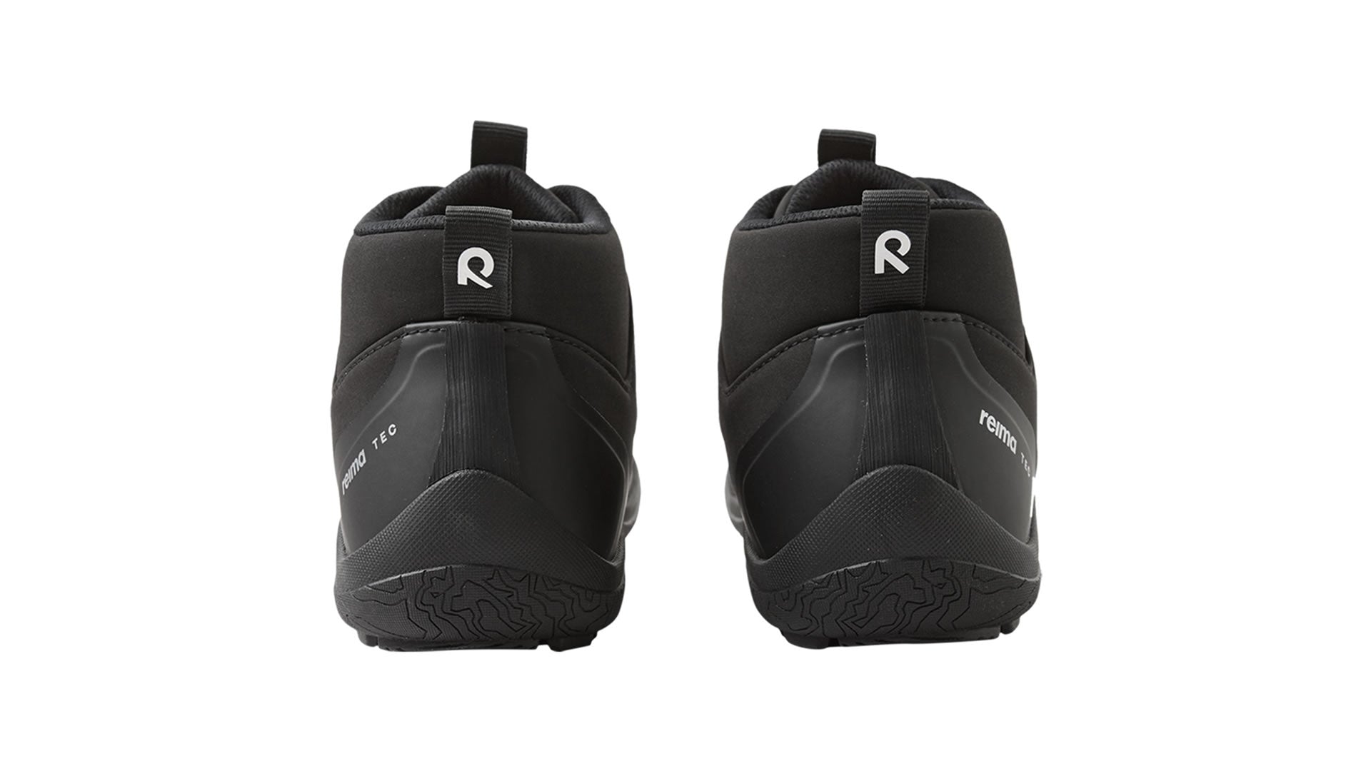 Reima Loikkii Black - voděodolné barefoot boty v černé barvě s rychlošněrováním - pohled na paty