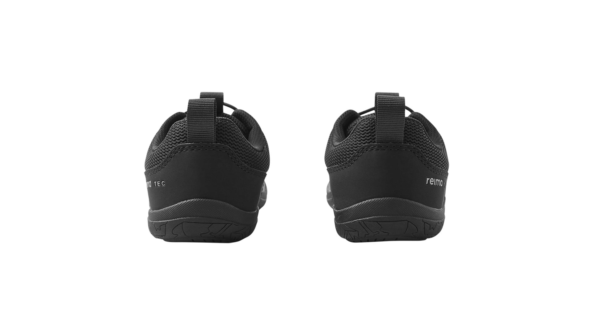 Reima Tallusteli Black - dětské barefoot tenisky s voděodolnou membránou v černé barvě s rychloupínáním - pohled na paty