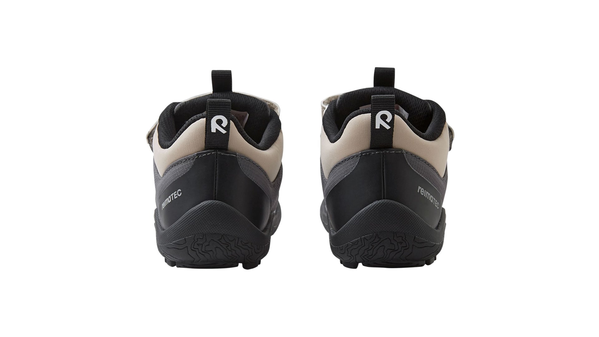 Reima Viikari Soft Black - dětské přechodové barefoot boty s membránou v černo-šedé barvě - pohled na paty
